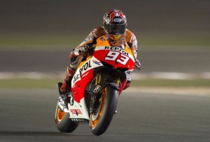DOHA, QATAR - APRIL 04:  Marc Marquez of Spain and Repsol Honda Team heads down a straight during the MotoGp of Qatar - Previews at Losail Circuit on April 4, 2013 in Doha, Qatar.  (Photo by Mirco Lazzari gp/Getty Images)
