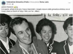 Addio a Franco Menichelli, oro nella ginnastica alle Olimpiadi Tokyo ’64: aveva 85 anni
