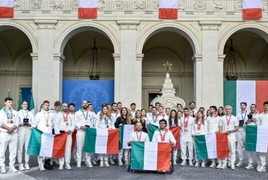 Olimpiadi Invernali di Milano-Cortina 2026: Sofia Goggia, Michela Moioli, Sara Conti e Federico Tomasoni incontrano la presidente del Consiglio Giorgia Meloni Giorgia Meloni