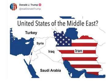 Trump e l’Iran ‘americano’, il presidente pubblica la mappa a stelle e strisce