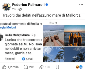 “Travolti dai debiti nell’azzurro mare di Mallorca”: Osho smaschera la creator che aveva criticato Giorgia Meloni